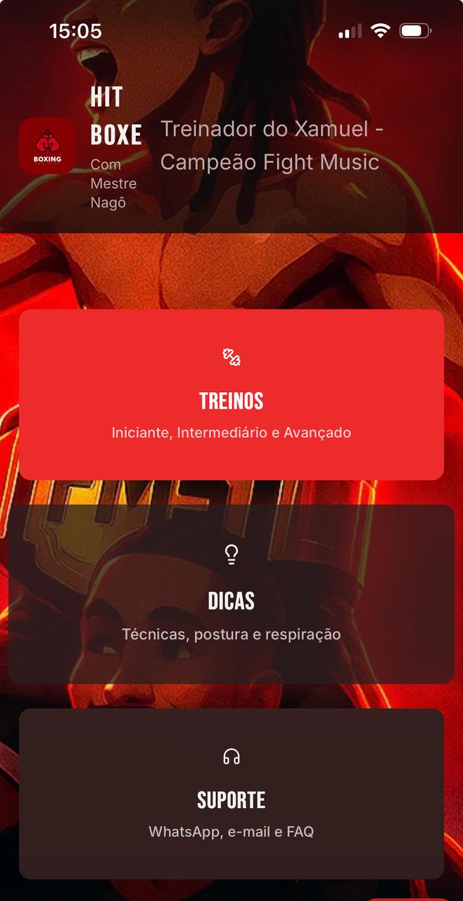 QDB App de Boxê - Tela do treino